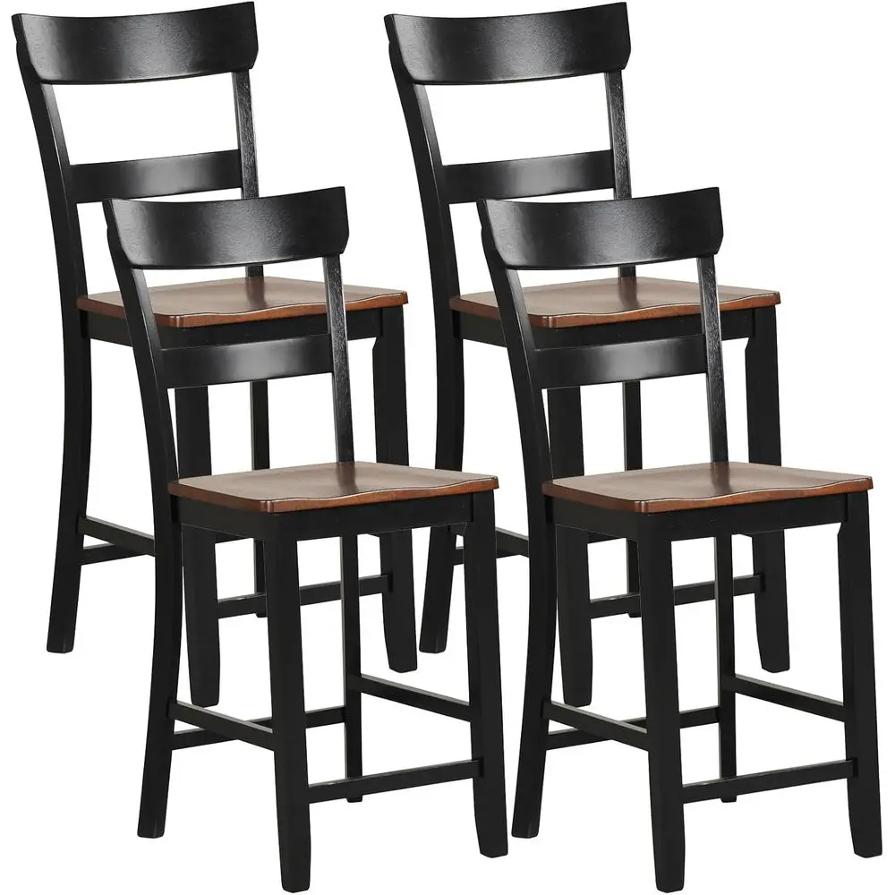Set of 4 24'' High Backrest Bar Stools with Rubberwood Legs for Kitchen, Dining, and Bar in Black
Set of 4 24'' High Backrest Bar Stools with Rubberwood Legs for Kitchen, Dining, and Bar in Black