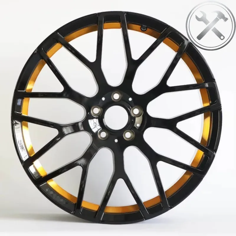 Black and Gold Multi Spoke Staggered Alloy Wheel Rims 19 Inch 5x120 Aftermarket Modification Parts
Black and Gold Multi Spoke Staggered Alloy Wheel Rims 19 Inch 5x120 Aftermarket Modification Parts