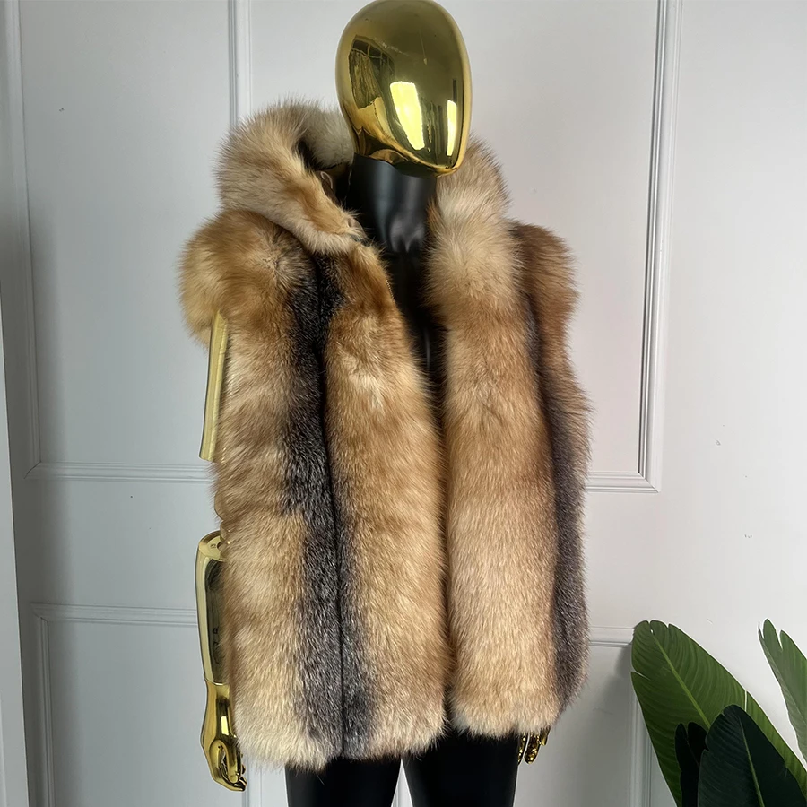 Real Fox Fur Vest With Hood Natural Fox Fur Waistcoats Men's Cropped Fur Jacket With Zipper Best Selling Genuine Leather Jacket
Real Fox Fur Vest With Hood Natural Fox Fur Waistcoats Men's Cropped Fur Jacket With Zipper Best Selling Genuine Leather Jacket