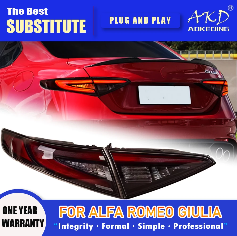 Задний фонарь AKD для Alfa Romeo Giulia, светодиодный задний фонарь 2016-2022, Giulia Altis, задний противотуманный тормозной сигнал, автомобильные аксессуары 
Задний фонарь AKD для Alfa Romeo Giulia, светодиодный задний фонарь 2016-2022, Giulia Altis, задний противотуманный тормозной сигнал, автомобильные аксессуары