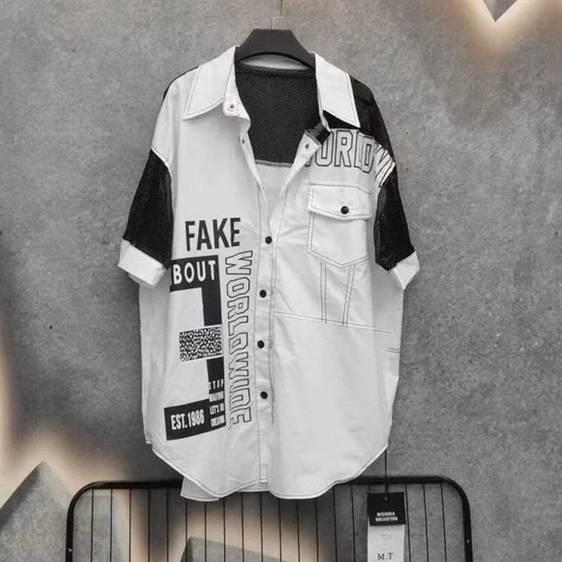 Summer New Turn-down Collar Fashion Short Sleeve Shirt Women High Street Casual Loose Button Pockets Lace Patchwork Cardigan
Summer New Turn-down Collar Fashion Short Sleeve Shirt Women High Street Casual Loose Button Pockets Lace Patchwork Cardigan