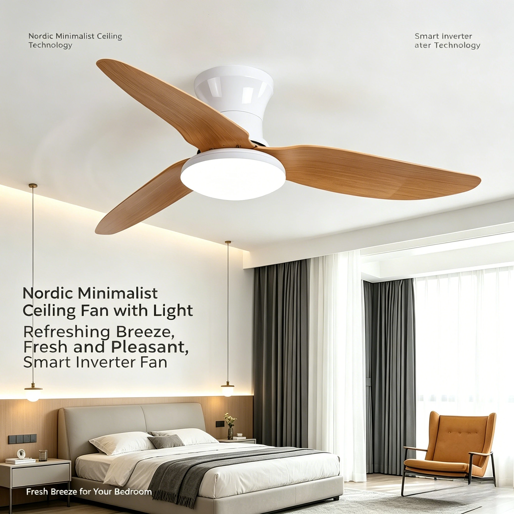 Minimalist 3-Blade Wood Ceiling Fan Light, Flush Mount Ceiling Fan with LED Light for Home 40inch
Minimalist 3-Blade Wood Ceiling Fan Light, Flush Mount Ceiling Fan with LED Light for Home 40inch