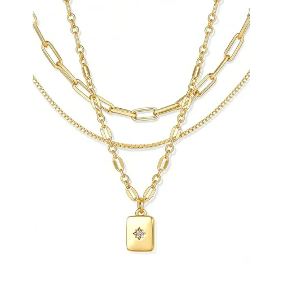 YEEZII Layered Gold Necklaces for Women Trendy, 3 Pcs 14K Gold Plated Choker Paperclip Box Chain Necklace, Stackable Women's Go
YEEZII Layered Gold Necklaces for Women Trendy, 3 Pcs 14K Gold Plated Choker Paperclip Box Chain Necklace, Stackable Women's Go
