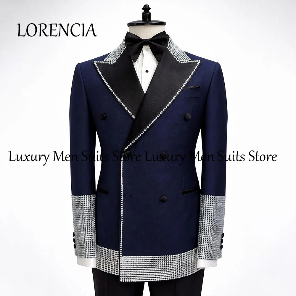 Elegant Rhinestone Suits for Men 2 Pieces Jewelry Peak Label Wedding Groom Tuxedos Set 2026 Customized Blazer Pants ropa hombre
Elegant Rhinestone Suits for Men 2 Pieces Jewelry Peak Label Wedding Groom Tuxedos Set 2026 Customized Blazer Pants ropa hombre