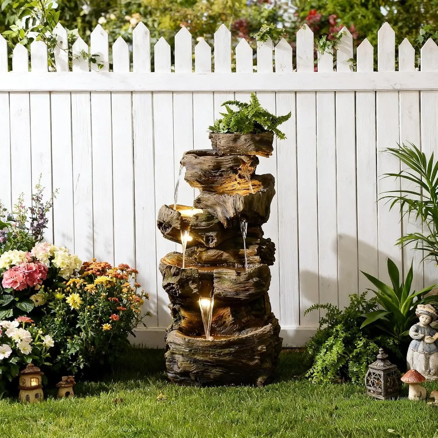 40" H 5-Tier Large Cascading Tree Trunk Waterfall Fountain with LED Lights for Garden Patio Backyard Porch Home Decor, Custom
40" H 5-Tier Large Cascading Tree Trunk Waterfall Fountain with LED Lights for Garden Patio Backyard Porch Home Decor, Custom