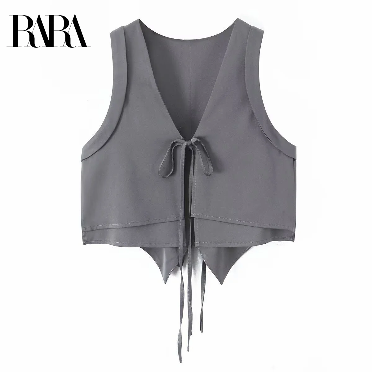 RARA Womens Sleeveless Crop Top V Neck Design Tie Front Detail Asymmetrical Hem Fashionable Layering Piece
RARA Womens Sleeveless Crop Top V Neck Design Tie Front Detail Asymmetrical Hem Fashionable Layering Piece