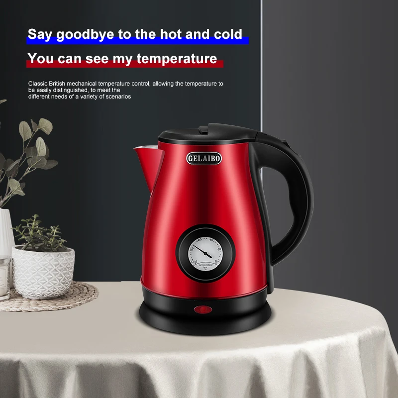 GELAIBO electric kettle mechanical temperature European-style fashion style design, large capacity 1.8 liters stainless steel li
GELAIBO electric kettle mechanical temperature European-style fashion style design, large capacity 1.8 liters stainless steel li