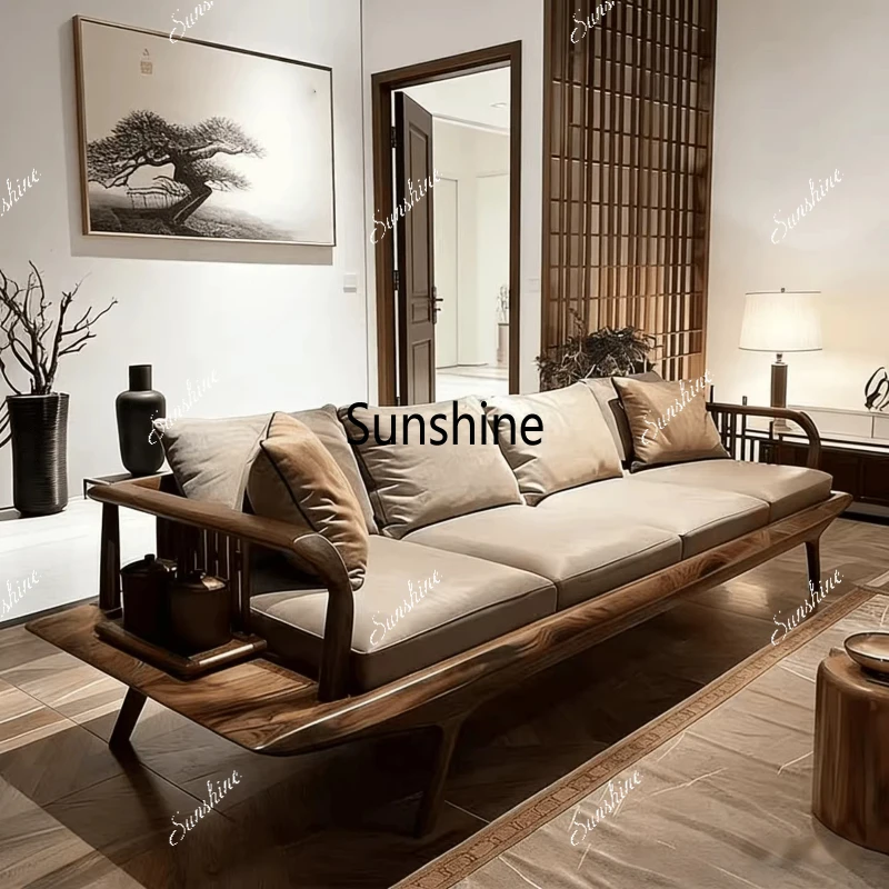 New Chinese style, handmade solid wood straight row sofa, simple light luxury furniture customization
New Chinese style, handmade solid wood straight row sofa, simple light luxury furniture customization