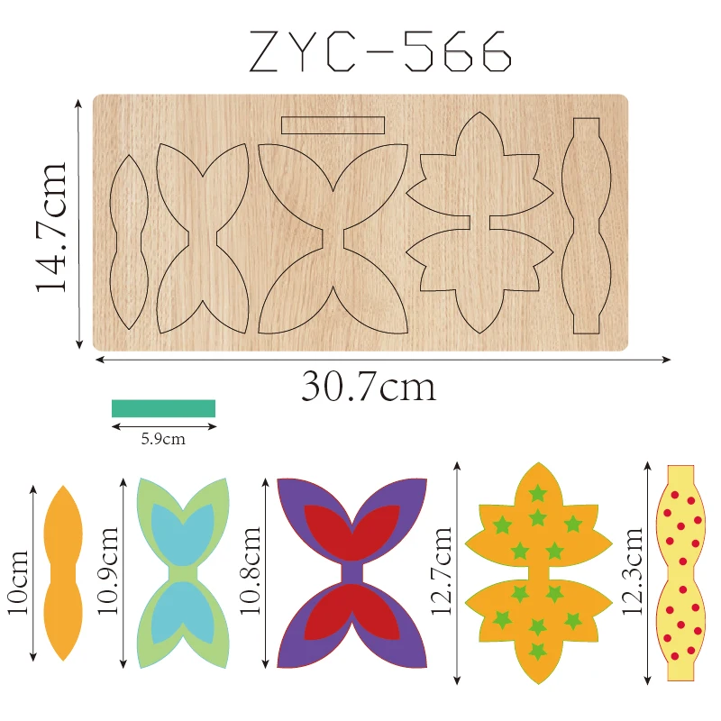 ZYC-566 bowknot Wooden Cutting Mold, Suitable for Die-Cutting Machines
ZYC-566 bowknot Wooden Cutting Mold, Suitable for Die-Cutting Machines