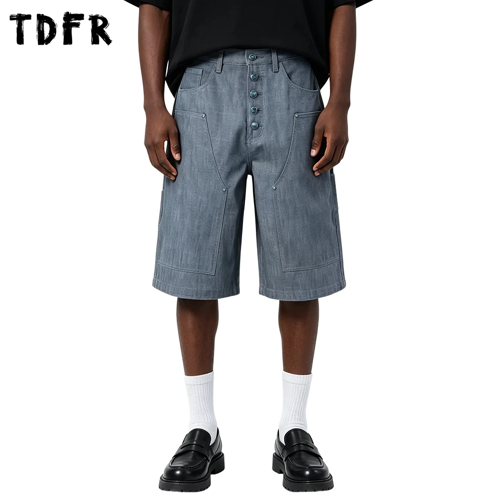 Pocket Denim Capri Pants Mens Button Decoration Summer Retro Baggy Wide Leg Denim Cargo Shorts Man
Pocket Denim Capri Pants Mens Button Decoration Summer Retro Baggy Wide Leg Denim Cargo Shorts Man