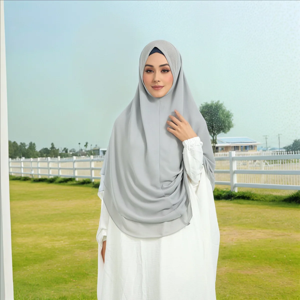 Muslim Women Long Double Layer Chiffon Hijab Khimar Dubai Turkish Large Scarf Eid Ramadan Islamic Prayer Garment Headscarf Amira
Muslim Women Long Double Layer Chiffon Hijab Khimar Dubai Turkish Large Scarf Eid Ramadan Islamic Prayer Garment Headscarf Amira