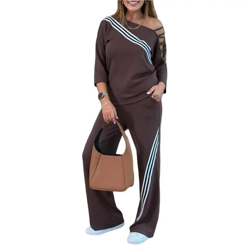 CYL-Женский спортивный костюм в рубчик, топ с длинными рукавами и круглым вырезом, спортивные брюки с широкими штанинами
CYL-Женский спортивный костюм в рубчик, топ с длинными рукавами и круглым вырезом, спортивные брюки с широкими штанинами