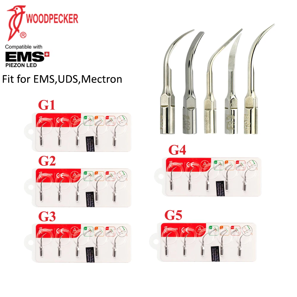 Woodpecker Dental Scaler Tips G1/G2/G3/G4/G5 for Supragingival Scaling Fit for EMS/UDS/Mectron/Woodpecker Handpiece
Woodpecker Dental Scaler Tips G1/G2/G3/G4/G5 for Supragingival Scaling Fit for EMS/UDS/Mectron/Woodpecker Handpiece