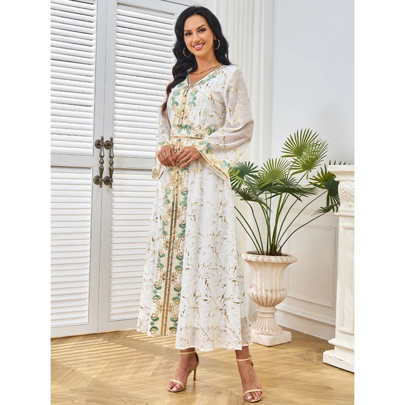 Middle East 2025 hot style ins 2025 summer new gold foil elegant long sleeve long sleeve tie dress women
Middle East 2025 hot style ins 2025 summer new gold foil elegant long sleeve long sleeve tie dress women