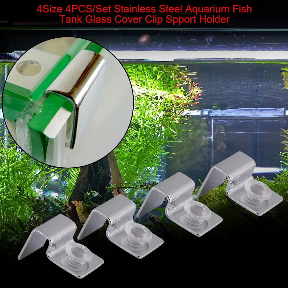4pcs Stainless Steel Lid Clips Clamps Glass Cover Support Holders with 4pcs Silicone Pads for Aquarium Fish Tank
4pcs Stainless Steel Lid Clips Clamps Glass Cover Support Holders with 4pcs Silicone Pads for Aquarium Fish Tank