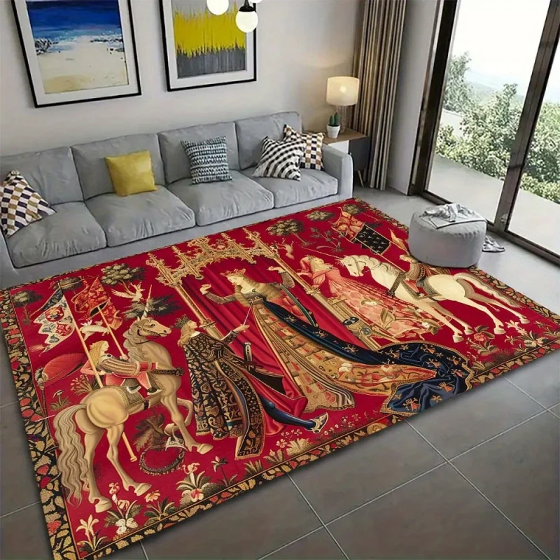 VIKAMA Medieval Unicorn Tapestry Area Rug, Vintage Royal Hunt Scene Floor Mat, Gothic Renaissance Living Room Bedroom Decor Carp
VIKAMA Medieval Unicorn Tapestry Area Rug, Vintage Royal Hunt Scene Floor Mat, Gothic Renaissance Living Room Bedroom Decor Carp