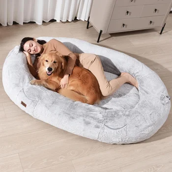 Large human dog bed Sofa adult size, extra large for children, waterproof and washable, non slip, gray 41.34inx32cm/12.6in 