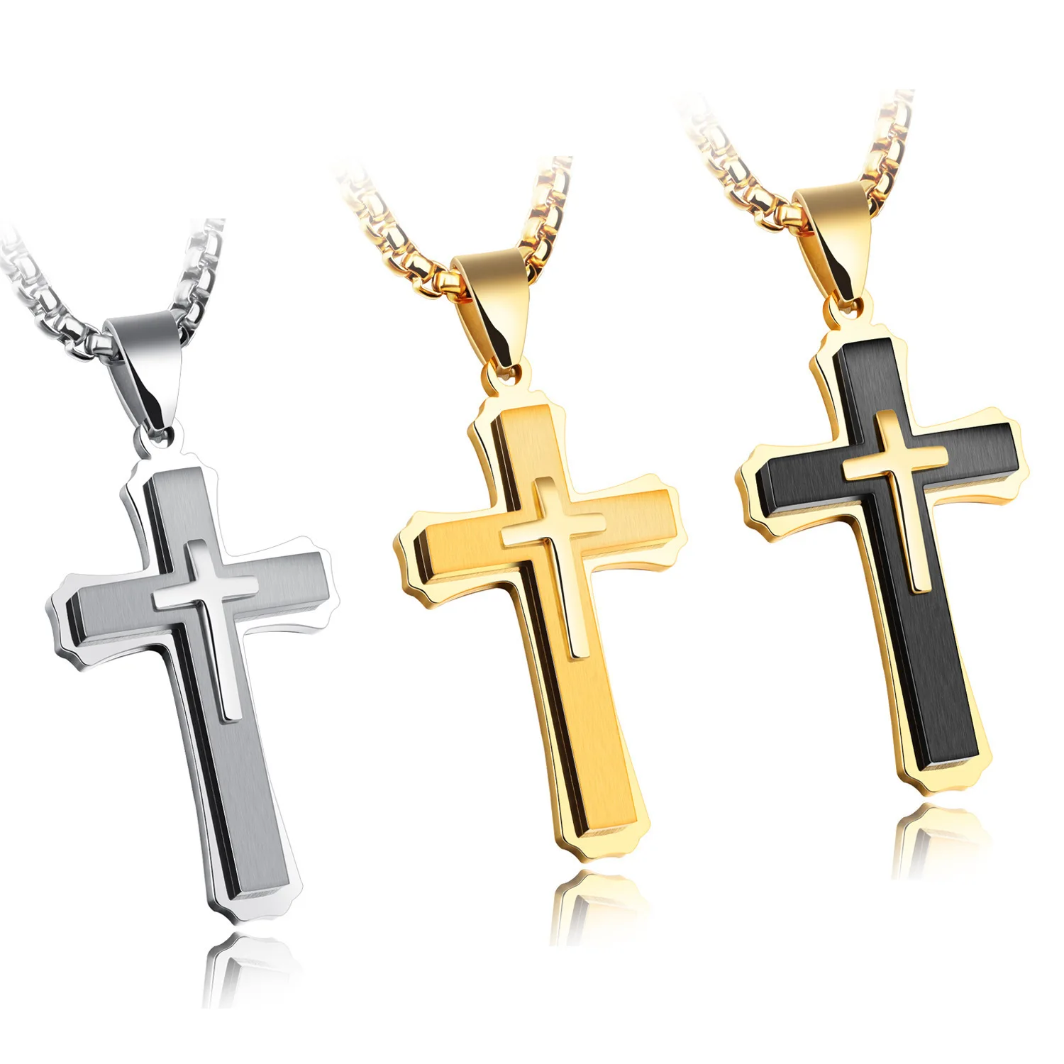 Double-layer Jesus Cross Stainless Steel Religious Necklace For Men Fashion Cross Pendent With Chain Necklace Jewelry Gift
Double-layer Jesus Cross Stainless Steel Religious Necklace For Men Fashion Cross Pendent With Chain Necklace Jewelry Gift