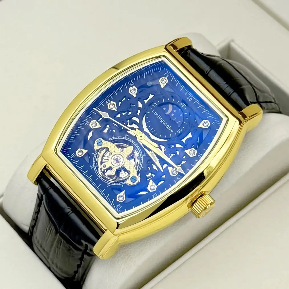 Men's Automatic Mechanical Watch, Tourbillon Skeleton Dial, Stylish Barrel-Shaped Design, Waterproof Leather Strap, Suitable for Casual and Business Wear, Luxury Brand Quality, Ideal Gift for Watch Enthusiasts
Men's Automatic Mechanical Watch, Tourbillon Skeleton Dial, Stylish Barrel-Shaped Design, Waterproof Leather Strap, Suitable for Casual and Business Wear, Luxury Brand Quality, Ideal Gift for Watch Enthusiasts