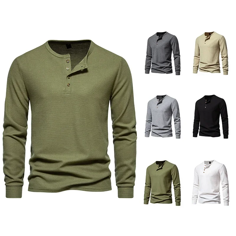 2023 Autumn/Winter New Long Sleeve T-shirt Men's Underlay Shirt Four Button Men's Long Sleeve T-shirt
2023 Autumn/Winter New Long Sleeve T-shirt Men's Underlay Shirt Four Button Men's Long Sleeve T-shirt