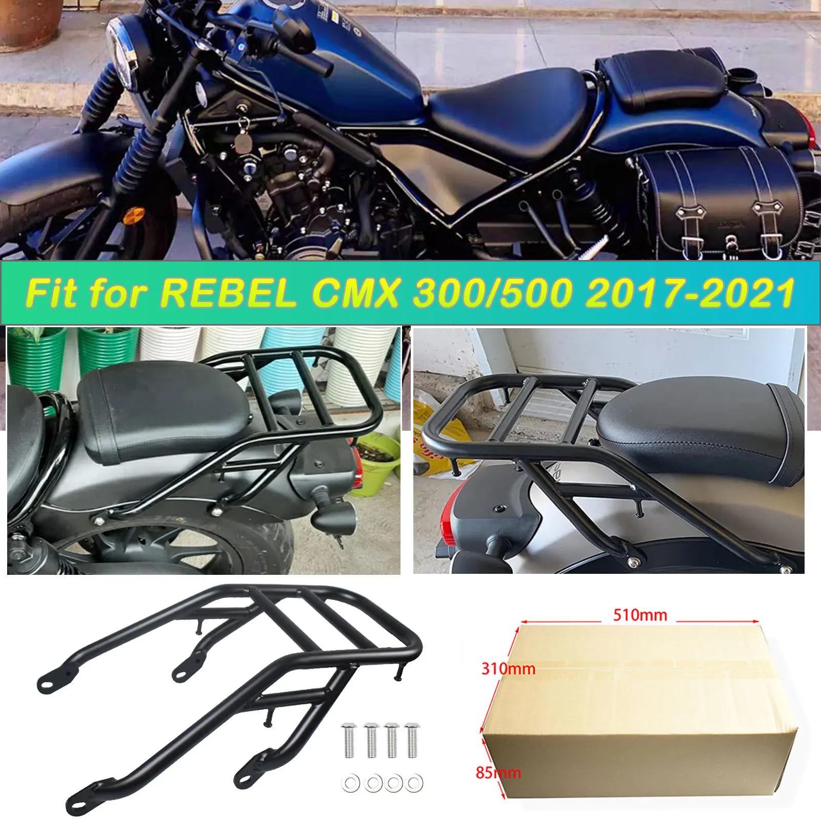 Для Honda Rebel CM/CMX 300/500 (2017-2024) - задняя полка для багажника мотоцикла/полка для хранения хвоста
Для Honda Rebel CM/CMX 300/500 (2017-2024) - задняя полка для багажника мотоцикла/полка для хранения хвоста