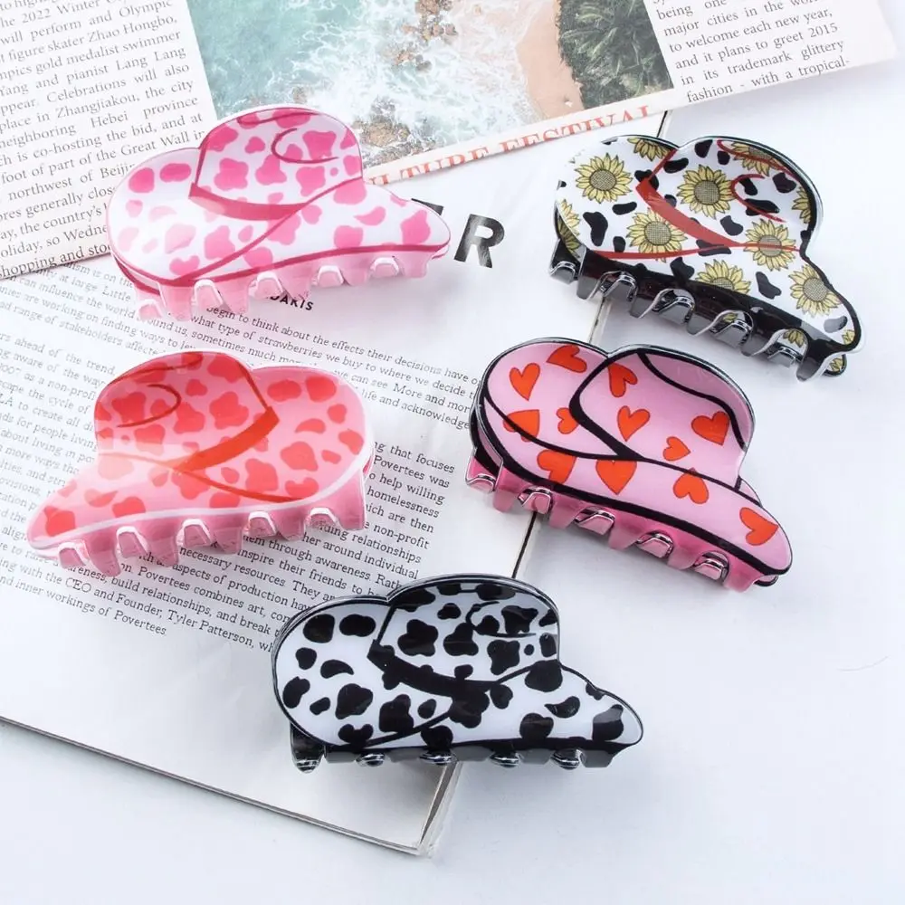 Cute Cap Shape Cowboy Hat Hair Claw Leopard Printed Heart Plastic Hair Clip Festival Headdress Grab Clip Female
Cute Cap Shape Cowboy Hat Hair Claw Leopard Printed Heart Plastic Hair Clip Festival Headdress Grab Clip Female
