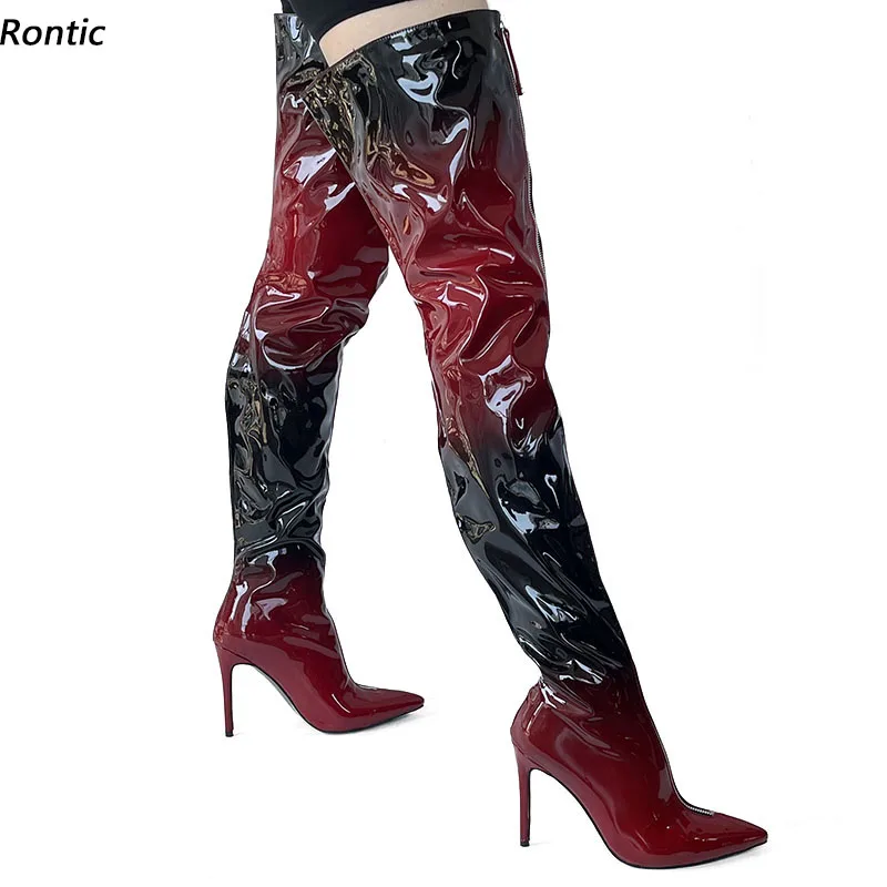 Rontic женские зимние сапоги выше колена из лакированной кожи с молнией спереди на шпильке с острым носком, красные, зеленые клубные туфли, размер США 5-15
Rontic женские зимние сапоги выше колена из лакированной кожи с молнией спереди на шпильке с острым носком, красные, зеленые клубные туфли, размер США 5-15