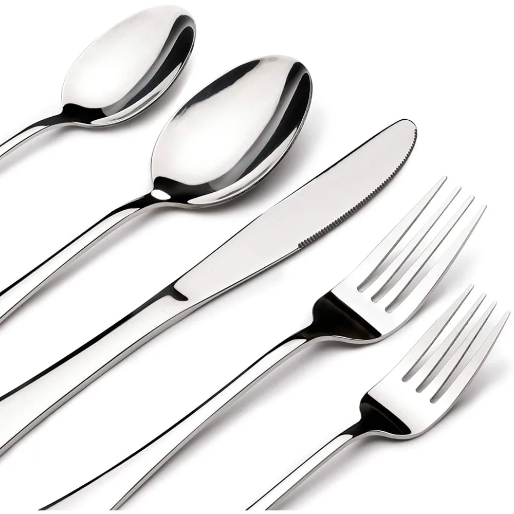 60 Piece Silverware Set for 12, Heavy Duty Stainless Steel Flatware Utensils Cutlery Set Including Steak Knife Fork and Spoon, D 
60 Piece Silverware Set for 12, Heavy Duty Stainless Steel Flatware Utensils Cutlery Set Including Steak Knife Fork and Spoon, D
