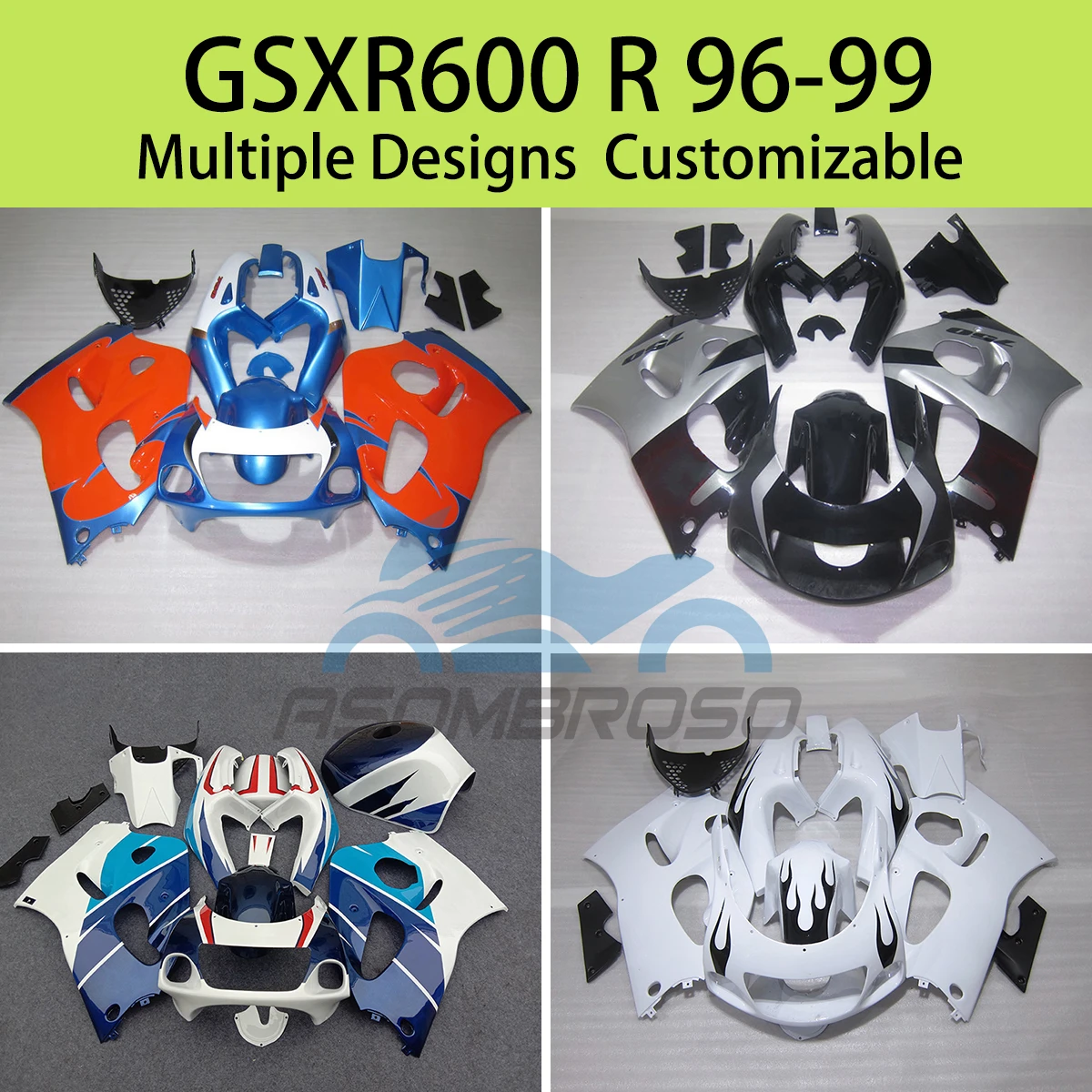 Fairings for SUZUKI GSXR600 R 96 97 98 99 Prime Injection Motorcycle Aftermarket Faiirng Kit GSXR 600 1996 1997 1998 1999
Fairings for SUZUKI GSXR600 R 96 97 98 99 Prime Injection Motorcycle Aftermarket Faiirng Kit GSXR 600 1996 1997 1998 1999