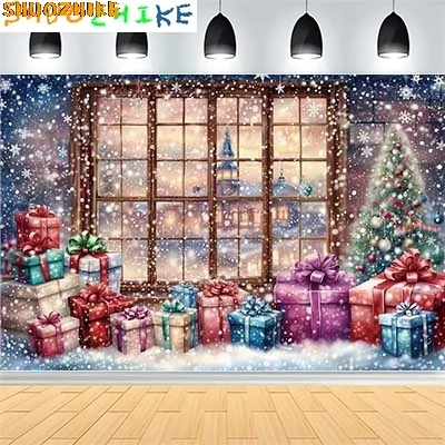 Christmas Day New Year Party Photography Backdrops Prop Window Living Room Interior Xmas Tree Snow Theme Photo Background VF-51
Christmas Day New Year Party Photography Backdrops Prop Window Living Room Interior Xmas Tree Snow Theme Photo Background VF-51