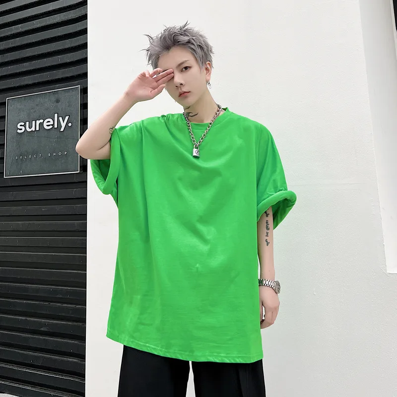 Large summer care machine foam band binding loose short sleeve T-shirt trendy young men's solid color casual half sleeve top
Large summer care machine foam band binding loose short sleeve T-shirt trendy young men's solid color casual half sleeve top
