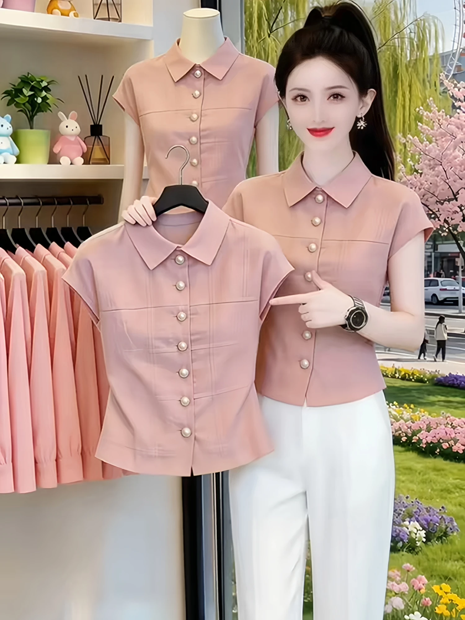 Elegant Pink Buttoned Neck Short Sleeve Casual Shirt Women's Summer 2026 New Style Versatile Commute Top
Elegant Pink Buttoned Neck Short Sleeve Casual Shirt Women's Summer 2026 New Style Versatile Commute Top