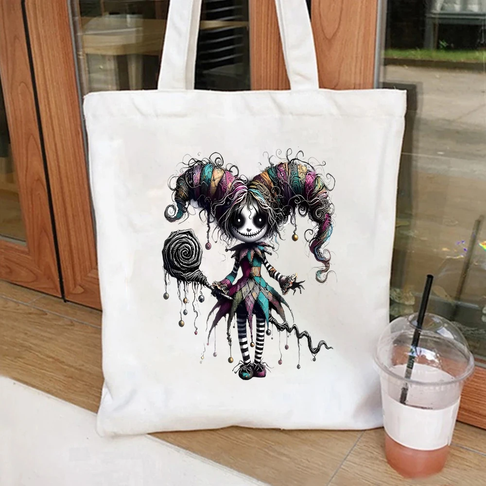 Gothic Colorful Harlequin Doll Print Canvas Tote Bag Perfect For Gothic Lovers Parties Concert And Casual City Walks
Gothic Colorful Harlequin Doll Print Canvas Tote Bag Perfect For Gothic Lovers Parties Concert And Casual City Walks