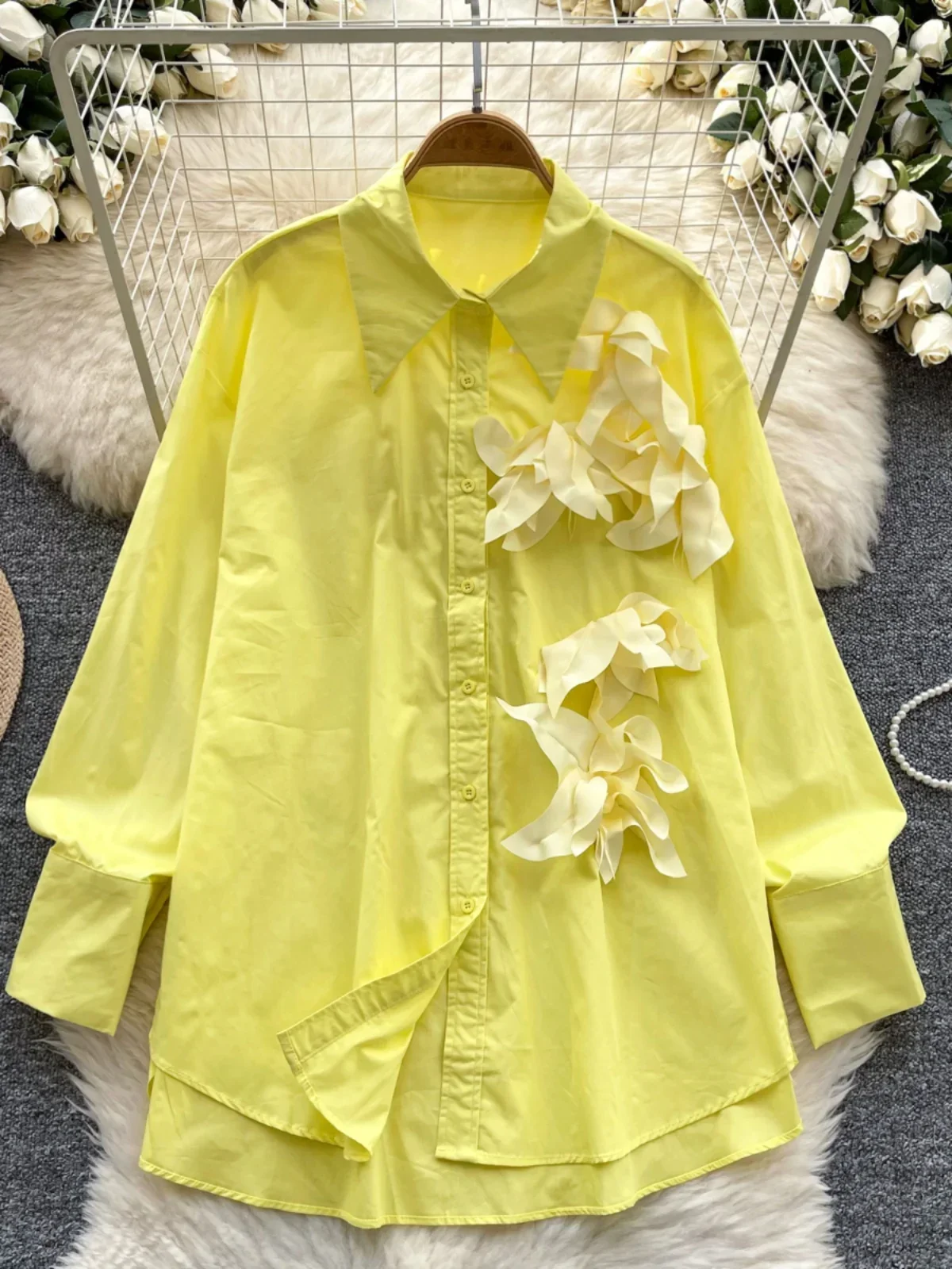 Casual Light Ripe Wind Advanced Loose Shirt Celebrity 3D Flower Korea Chic Minority Blouses Elegant Exquisite Sweet Blusa
Casual Light Ripe Wind Advanced Loose Shirt Celebrity 3D Flower Korea Chic Minority Blouses Elegant Exquisite Sweet Blusa