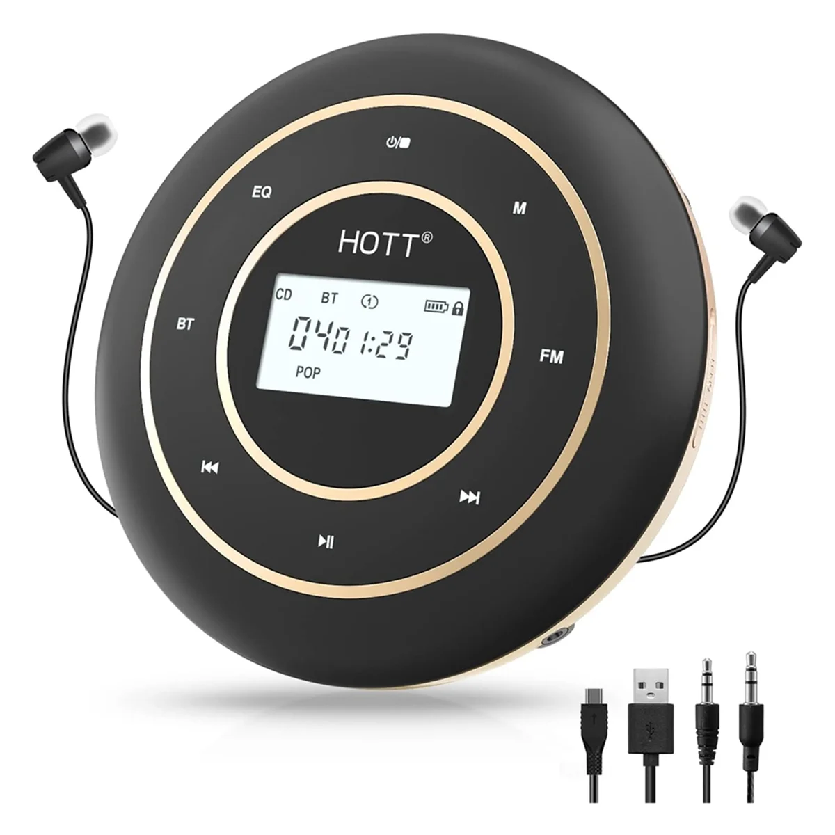 HOTT C105 Portable CD Player Bluetooth FM Transmitter Rechargeable CD Player with Touch Button Backlight Display for Home Car
HOTT C105 Portable CD Player Bluetooth FM Transmitter Rechargeable CD Player with Touch Button Backlight Display for Home Car