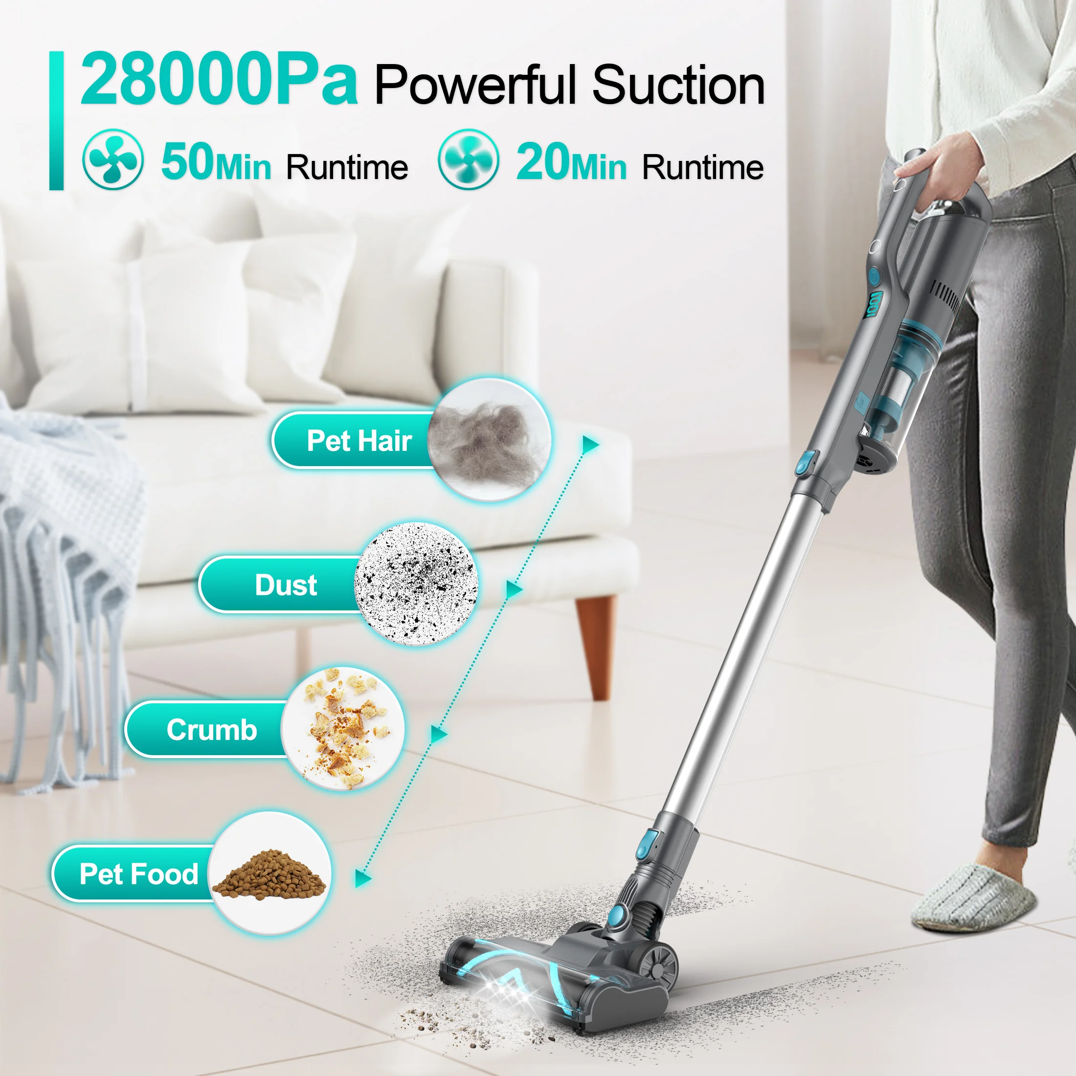 Portable Cordless Handheld Vacuum Cleaner with Wet/Dry Cleaning HEPA Filter Li-ion Battery 280W Suction for Car & Home Use
Portable Cordless Handheld Vacuum Cleaner with Wet/Dry Cleaning HEPA Filter Li-ion Battery 280W Suction for Car & Home Use
