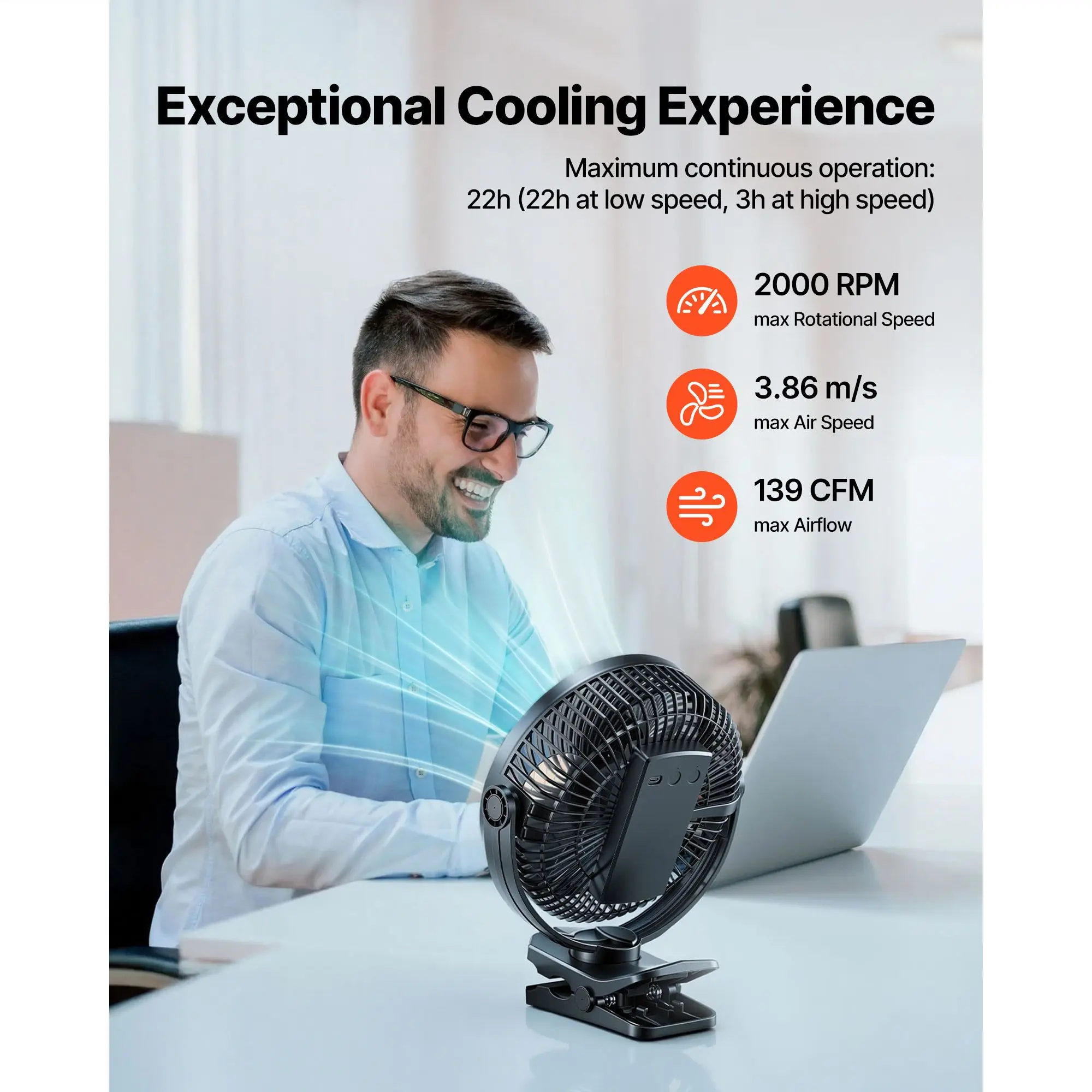 Portable Clip Fan, Rechargeable Clip On Fan with Light, USB Port with 3 Speeds & Circulation Mode, Strong Airflow Sturdy Clamp, Long Runtime for Desk, Golf Cart,Outdoor Camping Treadmill,Black
Portable Clip Fan, Rechargeable Clip On Fan with Light, USB Port with 3 Speeds & Circulation Mode, Strong Airflow Sturdy Clamp, Long Runtime for Desk, Golf Cart,Outdoor Camping Treadmill,Black