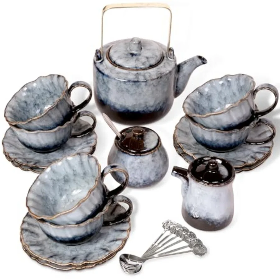 Porcelain Tea Sets 9 OZ 270ml Cupsand Saucer Service for 6 with Teapot Sugar Bowl Cream Pitcher Teaspoons and tea strainer for
Porcelain Tea Sets 9 OZ 270ml Cupsand Saucer Service for 6 with Teapot Sugar Bowl Cream Pitcher Teaspoons and tea strainer for
