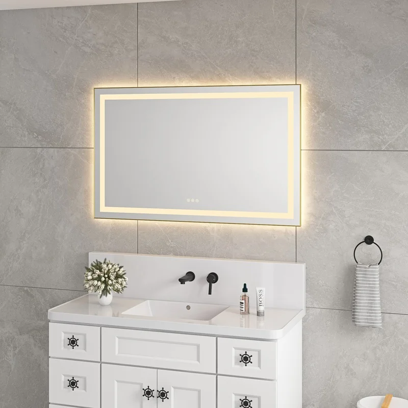 48" LED Vanity Mirror with Front/Back Light, Aluminum Frame, Anti-Fog, Memory, 3 Color Temperatures, Stepless Dimmable
48" LED Vanity Mirror with Front/Back Light, Aluminum Frame, Anti-Fog, Memory, 3 Color Temperatures, Stepless Dimmable