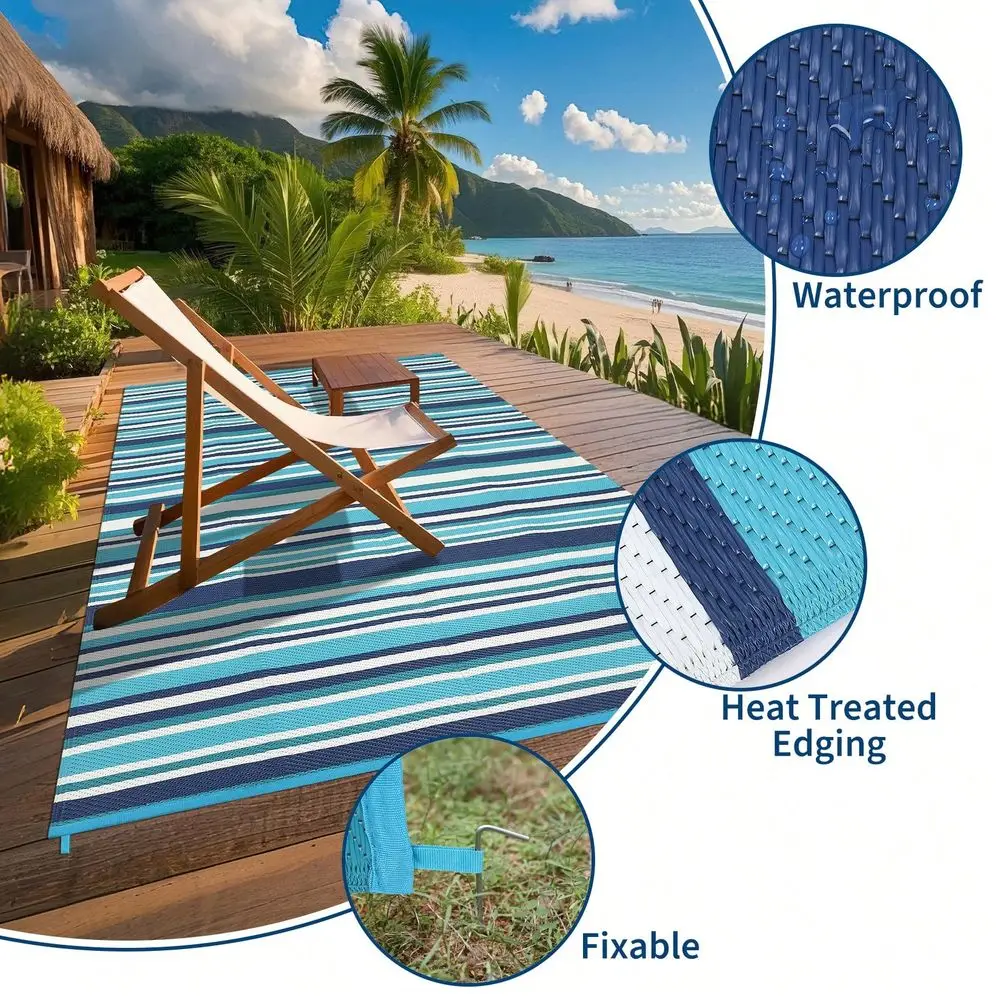 Blue Modern Geometric Striped Boho Outdoor Area Rug For Balcony Pool RV Waterproof Reversible Mat Palm Vintage Straw Plastic Ca
Blue Modern Geometric Striped Boho Outdoor Area Rug For Balcony Pool RV Waterproof Reversible Mat Palm Vintage Straw Plastic Ca