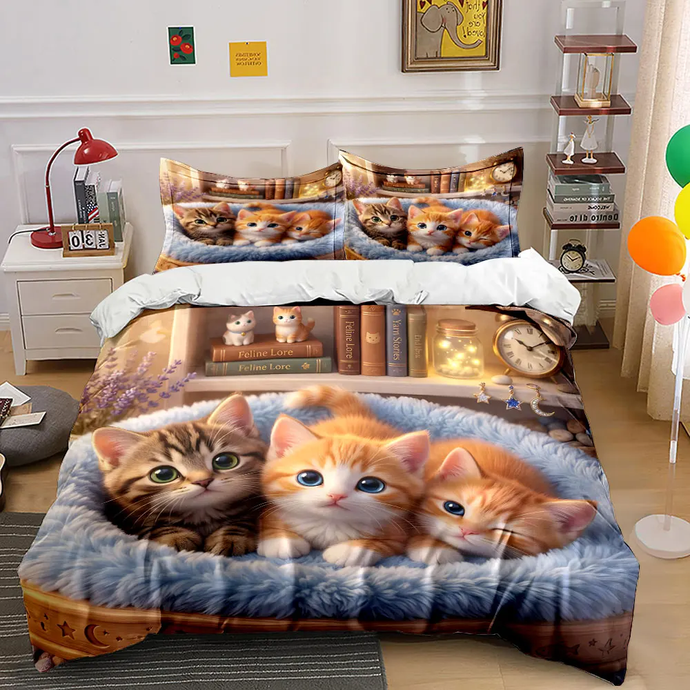 Three adorable kittens resting in basket Pattern Duvet Cover Set Digital Print Colorful Polyester Bedding with Zipper Closur
Three adorable kittens resting in basket Pattern Duvet Cover Set Digital Print Colorful Polyester Bedding with Zipper Closur
