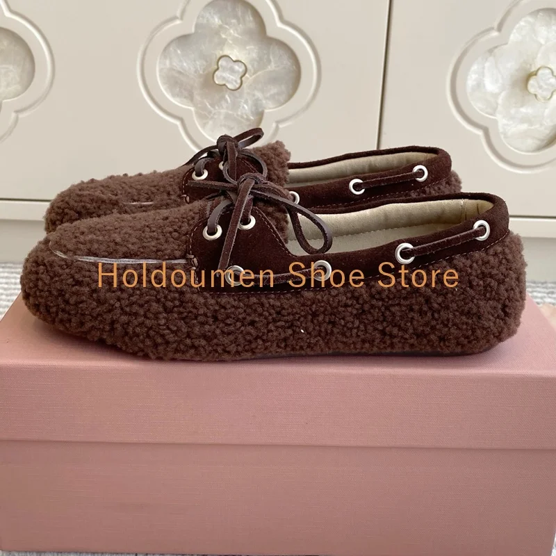 Fashion Reddish Brown Wool Autumn Winter Loafers Concise Lace Up Rope Knot Bow Design Flat Shoes Soft Sole Slip On Casual Shoes
Fashion Reddish Brown Wool Autumn Winter Loafers Concise Lace Up Rope Knot Bow Design Flat Shoes Soft Sole Slip On Casual Shoes