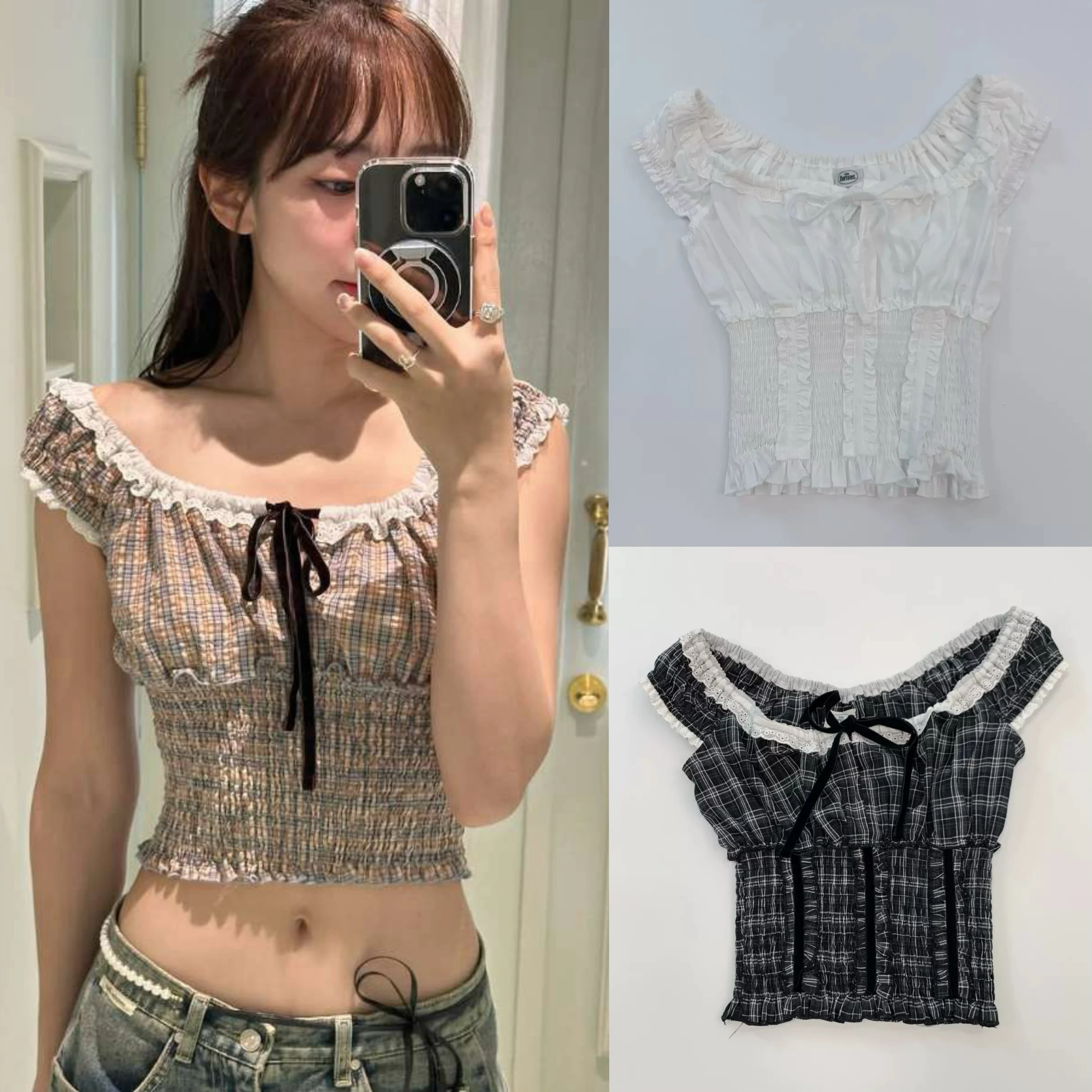 Sweet Youthful Pleated Plaid Elastic Waist U-Ne oulder Bared Vest Top Korean Sle Casual ort Length Wrap around
Sweet Youthful Pleated Plaid Elastic Waist U-Ne oulder Bared Vest Top Korean Sle Casual ort Length Wrap around