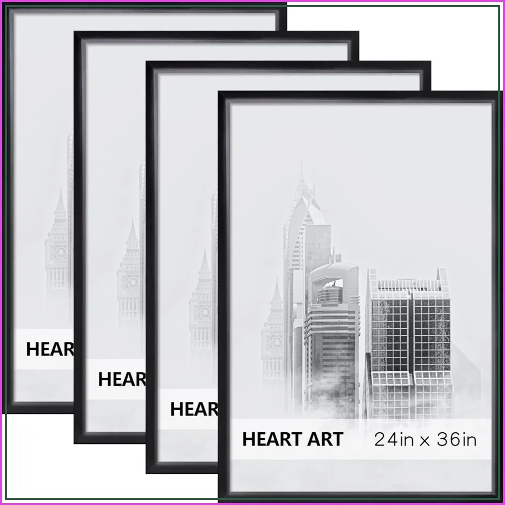 24x36 Poster Frame 4 Pack, Horizontal or Vertical Wall Mounting, Black
24x36 Poster Frame 4 Pack, Horizontal or Vertical Wall Mounting, Black