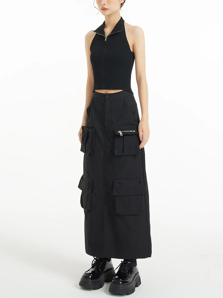 Черная женская юбка А-силуэта с высокой талией, летняя повседневная прямая юбка с множеством карманов, модная, стройнящая, длинная
Черная женская юбка А-силуэта с высокой талией, летняя повседневная прямая юбка с множеством карманов, модная, стройнящая, длинная