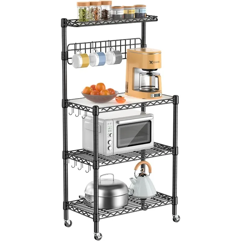Bakers Rack for Kitchen with Storage, NSF Certified 4-Tier Adjustable Coffee Bar with Wheels 10 S-Hooks Microwave Stand Kitchen
Bakers Rack for Kitchen with Storage, NSF Certified 4-Tier Adjustable Coffee Bar with Wheels 10 S-Hooks Microwave Stand Kitchen