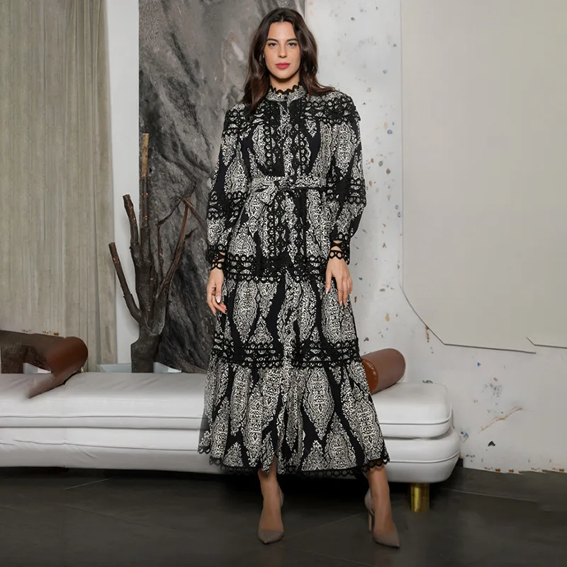 Long Bubble Sleeve Dress Stand Collar Lace Trim Splicing Retro Print Single Button Women's Fashion High Waist Winter Citywalk...
Long Bubble Sleeve Dress Stand Collar Lace Trim Splicing Retro Print Single Button Women's Fashion High Waist Winter Citywalk...