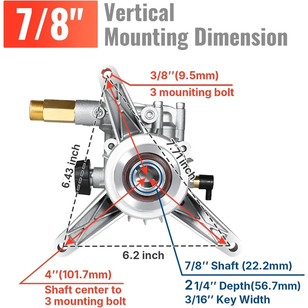 US Shipping Vertical Pressure Washer Pump 7/8" Shaft 3000 PSI 2.5 GPM Rear Inlet Outlet Replacement for GCV190
US Shipping Vertical Pressure Washer Pump 7/8" Shaft 3000 PSI 2.5 GPM Rear Inlet Outlet Replacement for GCV190