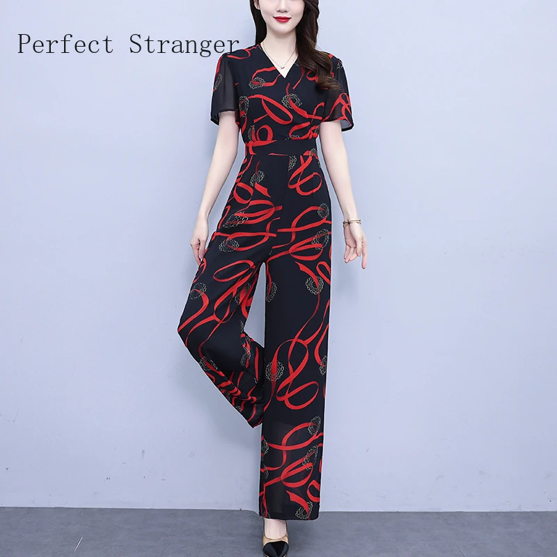 Suit Women Elegant Print Korean Loose Summer 2025 New Chiffon Wide Leg Pants Overalls Ladies Short Sleeve Casual Jumpsuit
Suit Women Elegant Print Korean Loose Summer 2025 New Chiffon Wide Leg Pants Overalls Ladies Short Sleeve Casual Jumpsuit