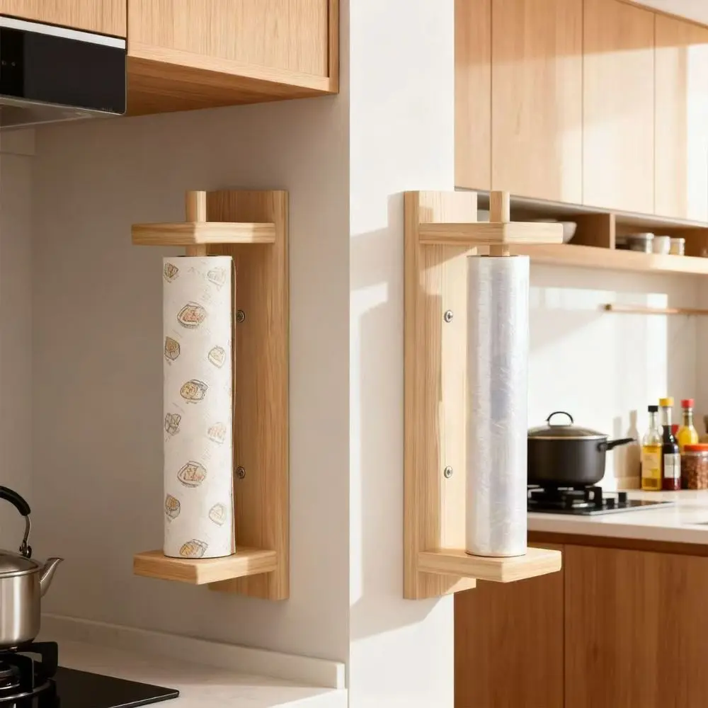 Wood Paper Towel Holder Wall Mounted Creative Cling Film Storage Rack Multifunction Space Saving Roll Paper Hanger Kitchen
Wood Paper Towel Holder Wall Mounted Creative Cling Film Storage Rack Multifunction Space Saving Roll Paper Hanger Kitchen